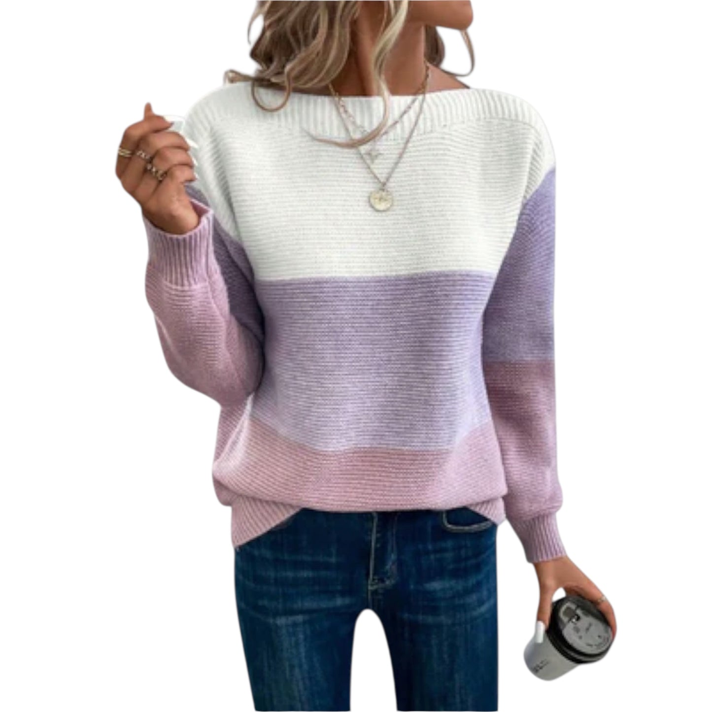 Marisa | Eleganter dreifarbiger Patchwork-Pullover