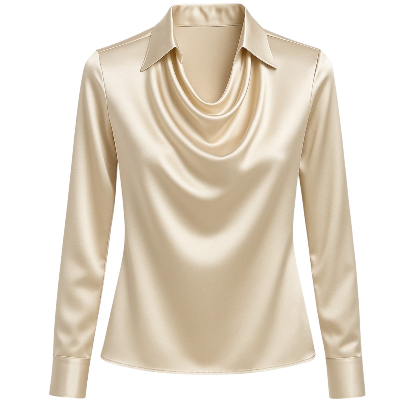 Vireline | Glänzende Bluse mit gerafftem Kragen