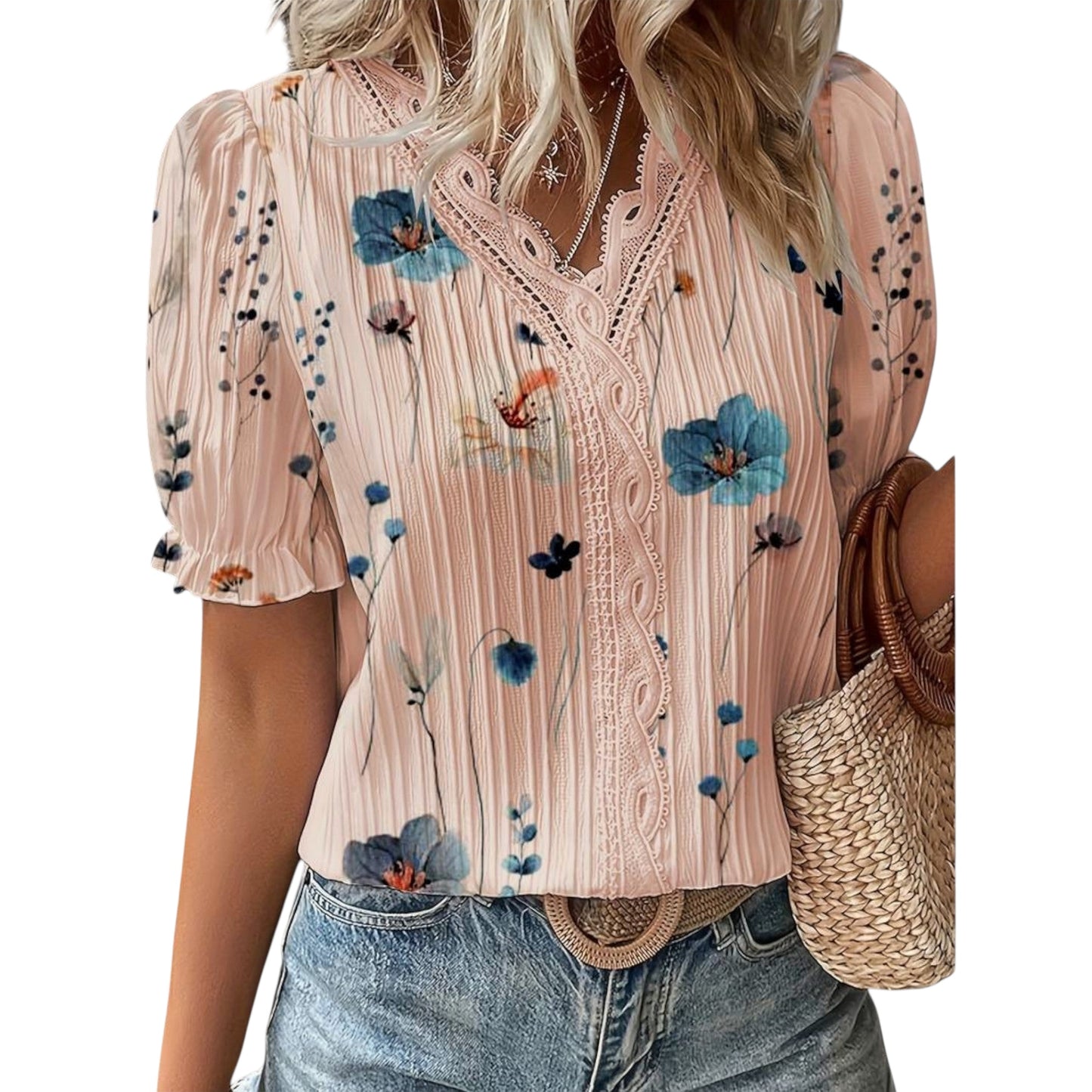 Roselina | Modische Bluse mit spitzem Ausschnitt