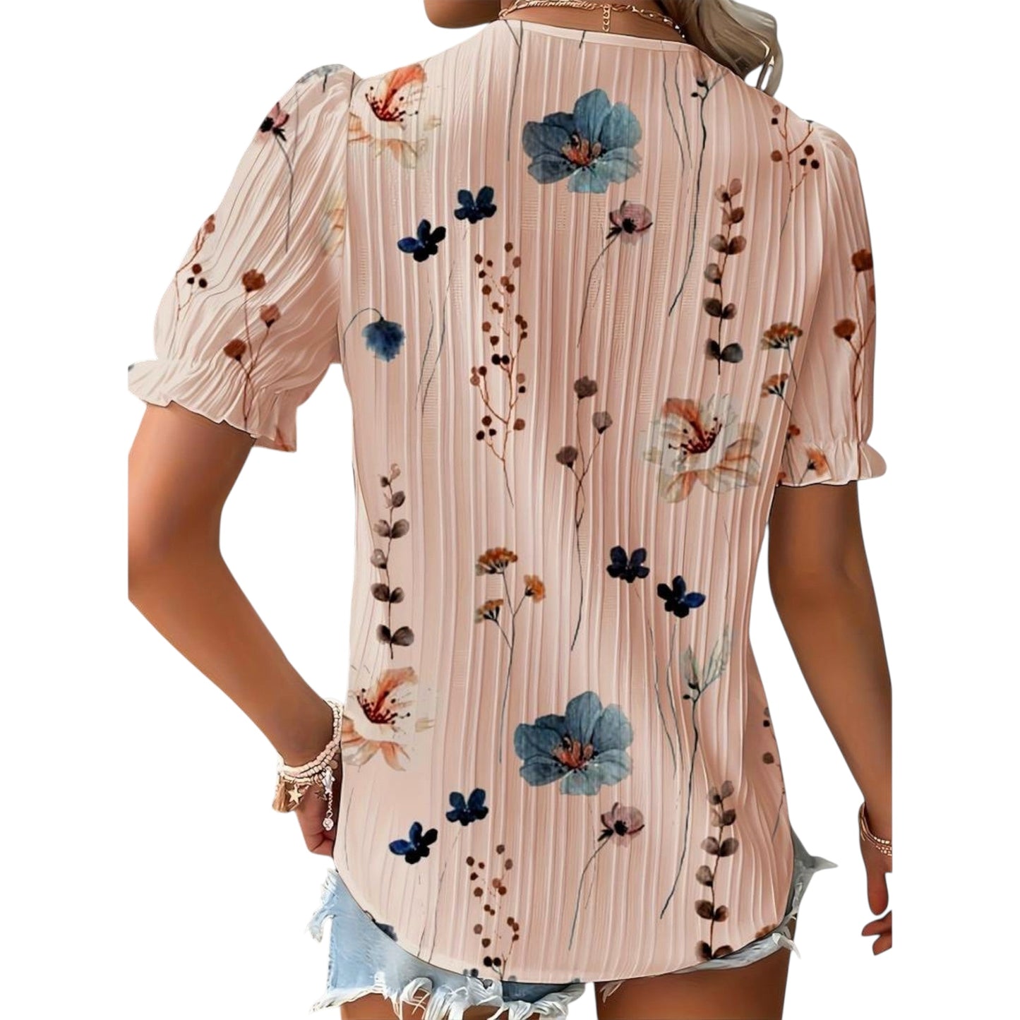 Roselina | Modische Bluse mit spitzem Ausschnitt