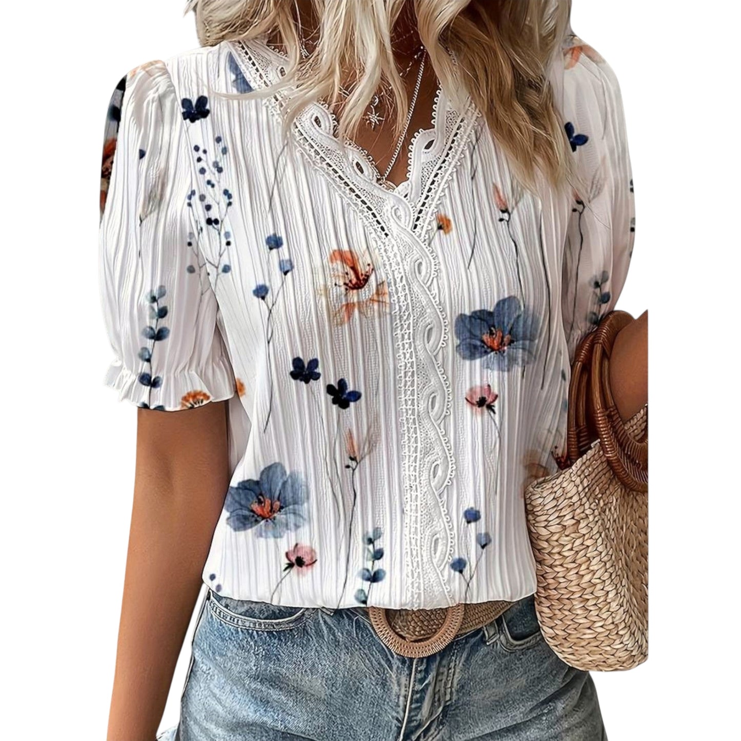 Roselina | Modische Bluse mit spitzem Ausschnitt