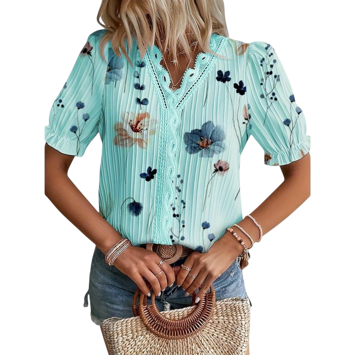 Roselina | Modische Bluse mit spitzem Ausschnitt