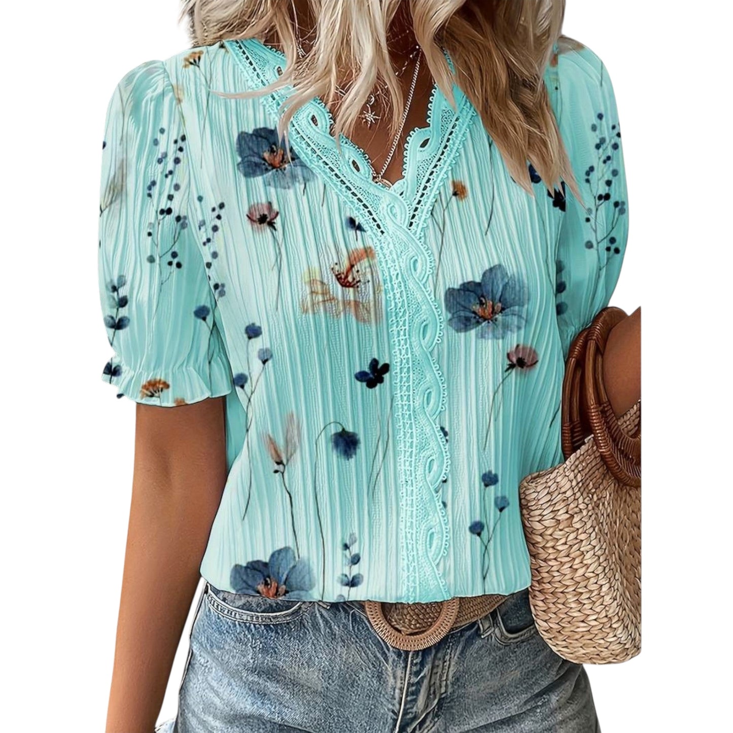 Roselina | Modische Bluse mit spitzem Ausschnitt