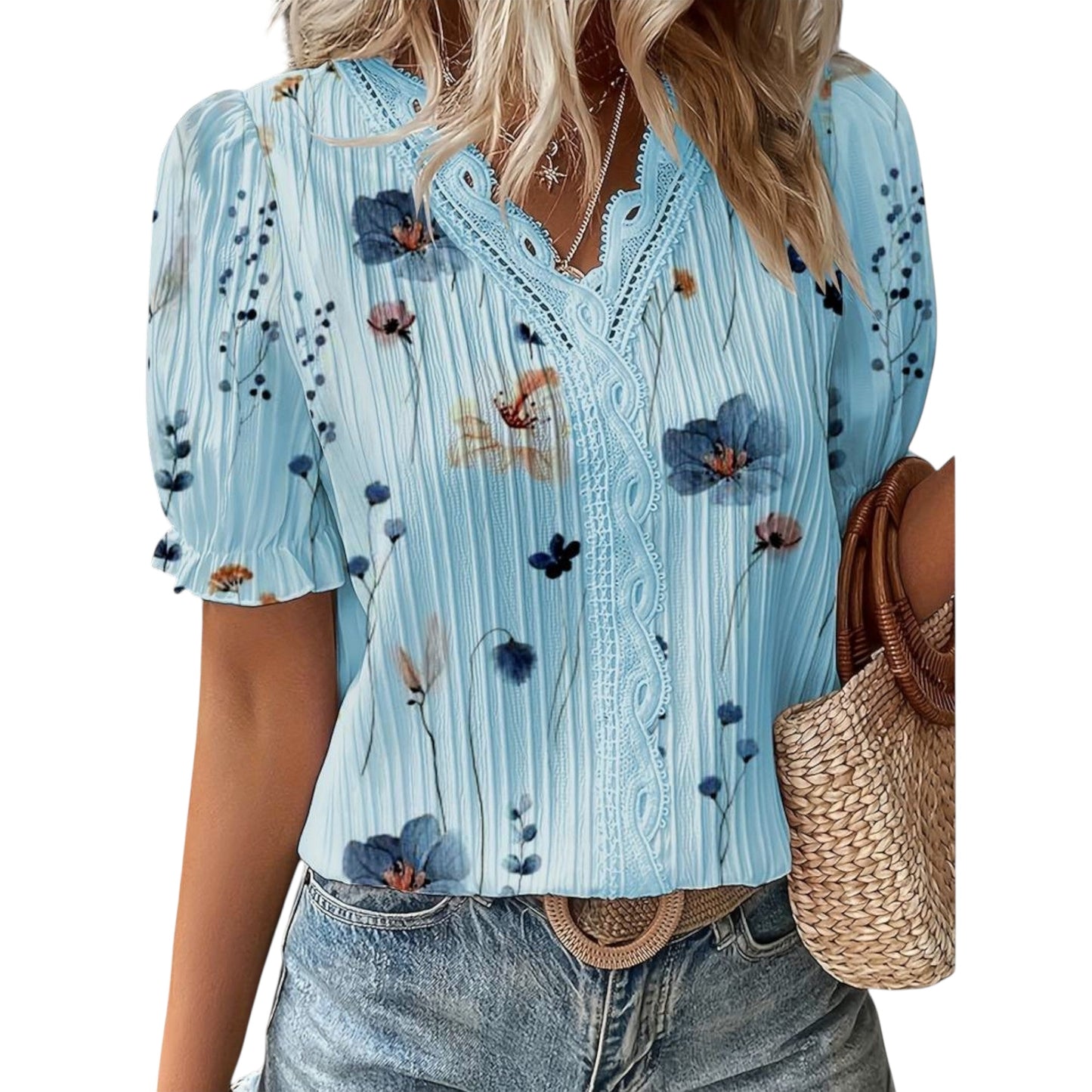 Roselina | Modische Bluse mit spitzem Ausschnitt