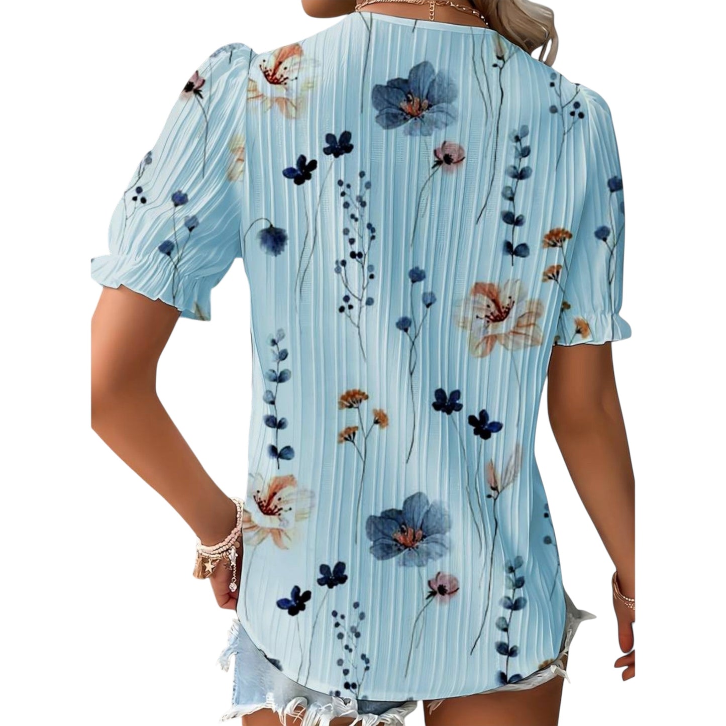 Roselina | Modische Bluse mit spitzem Ausschnitt