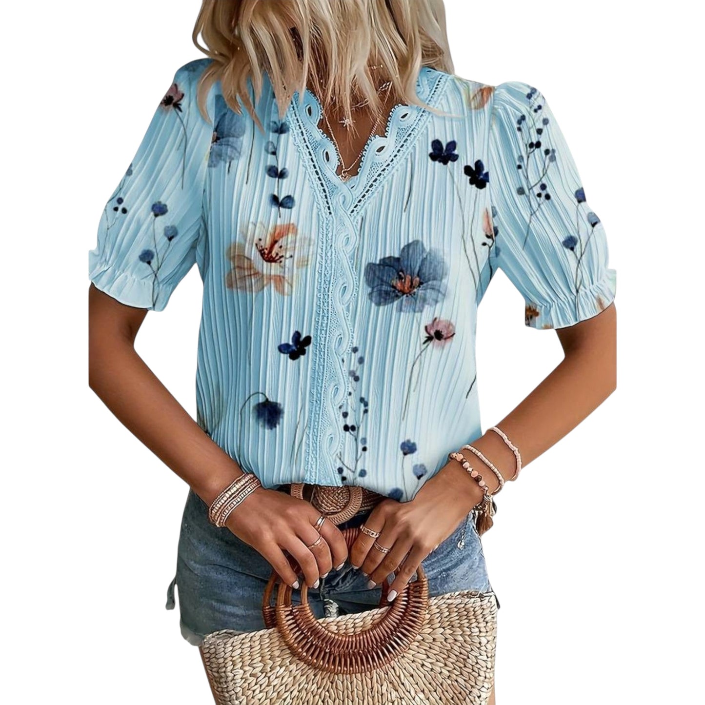 Roselina | Modische Bluse mit spitzem Ausschnitt