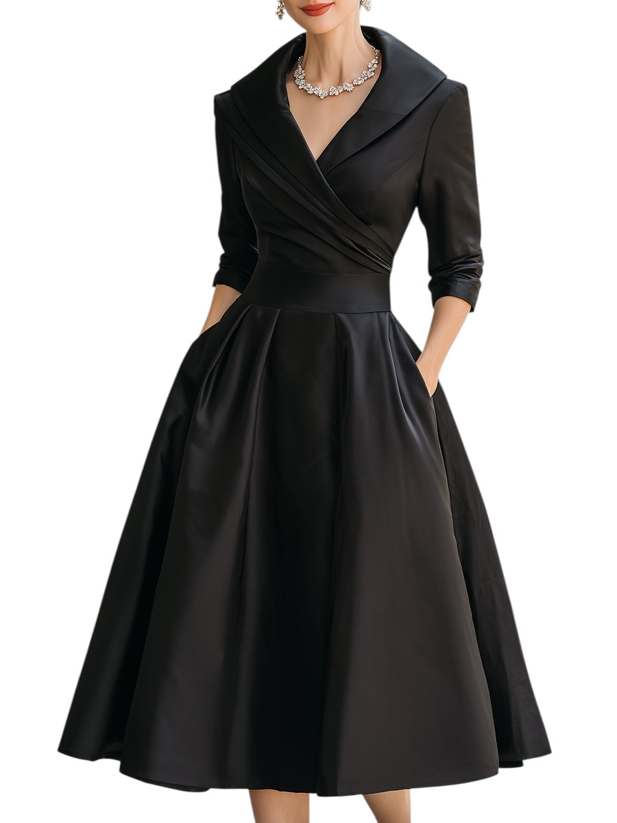Dharmay | Elegantes Langarm-Midikleid