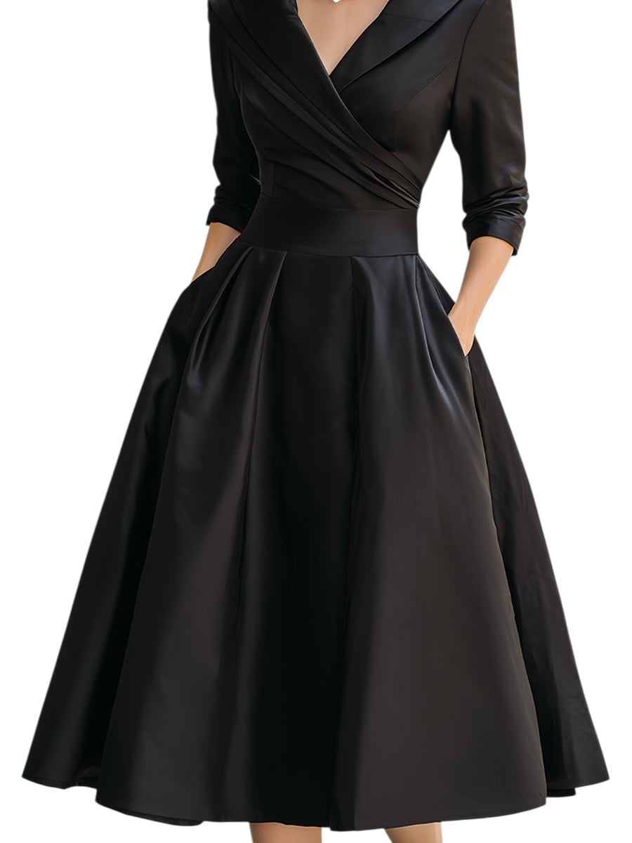 Dharmay | Elegantes Langarm-Midikleid