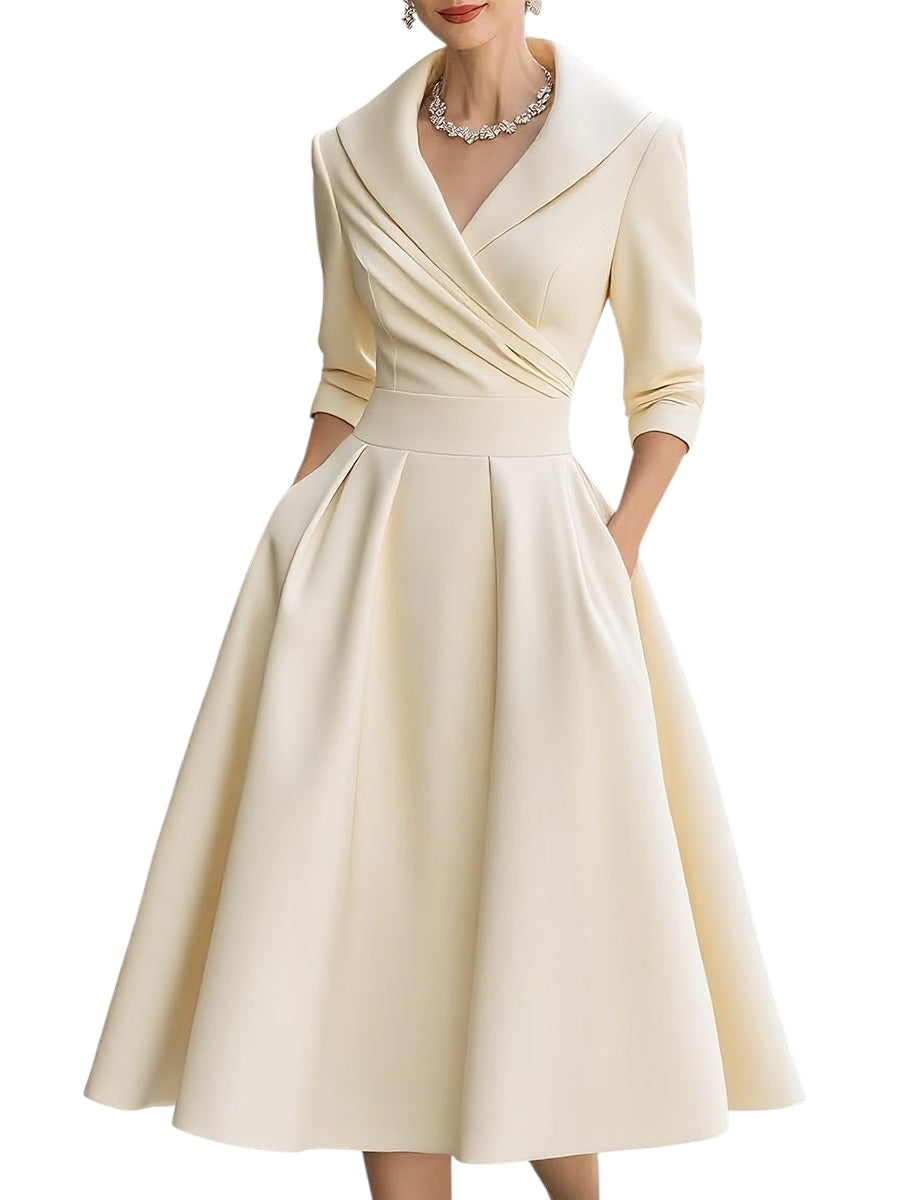 Dharmay | Elegantes Langarm-Midikleid