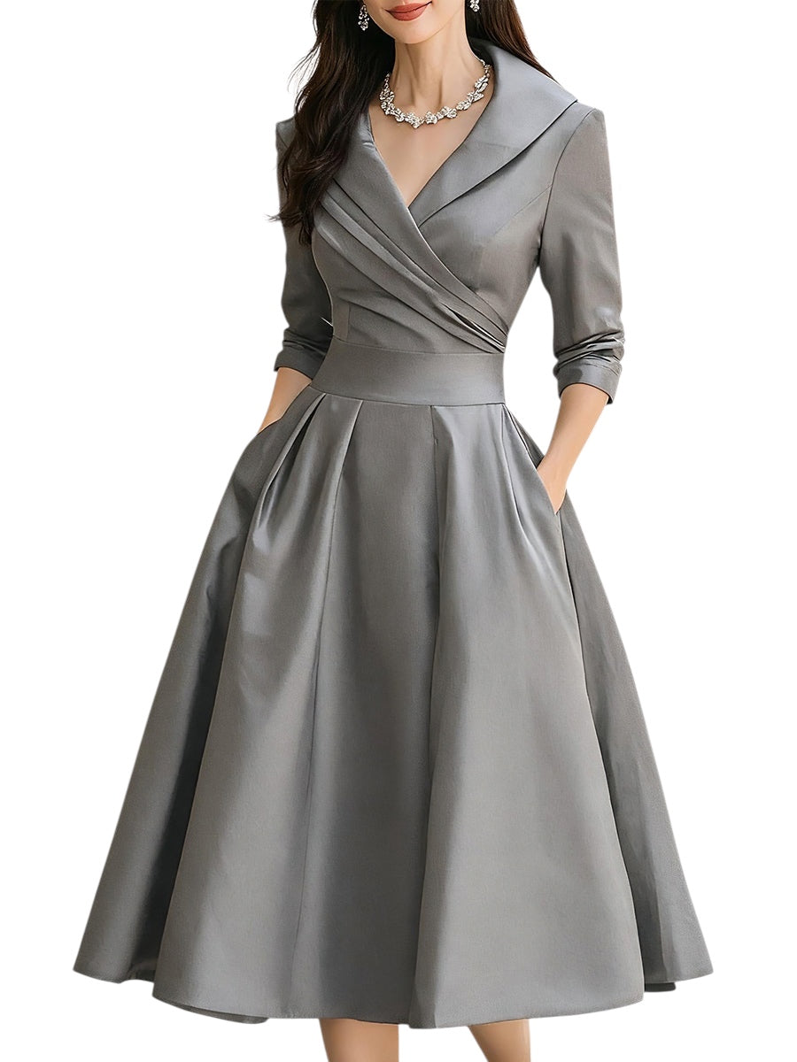 Dharmay | Elegantes Langarm-Midikleid