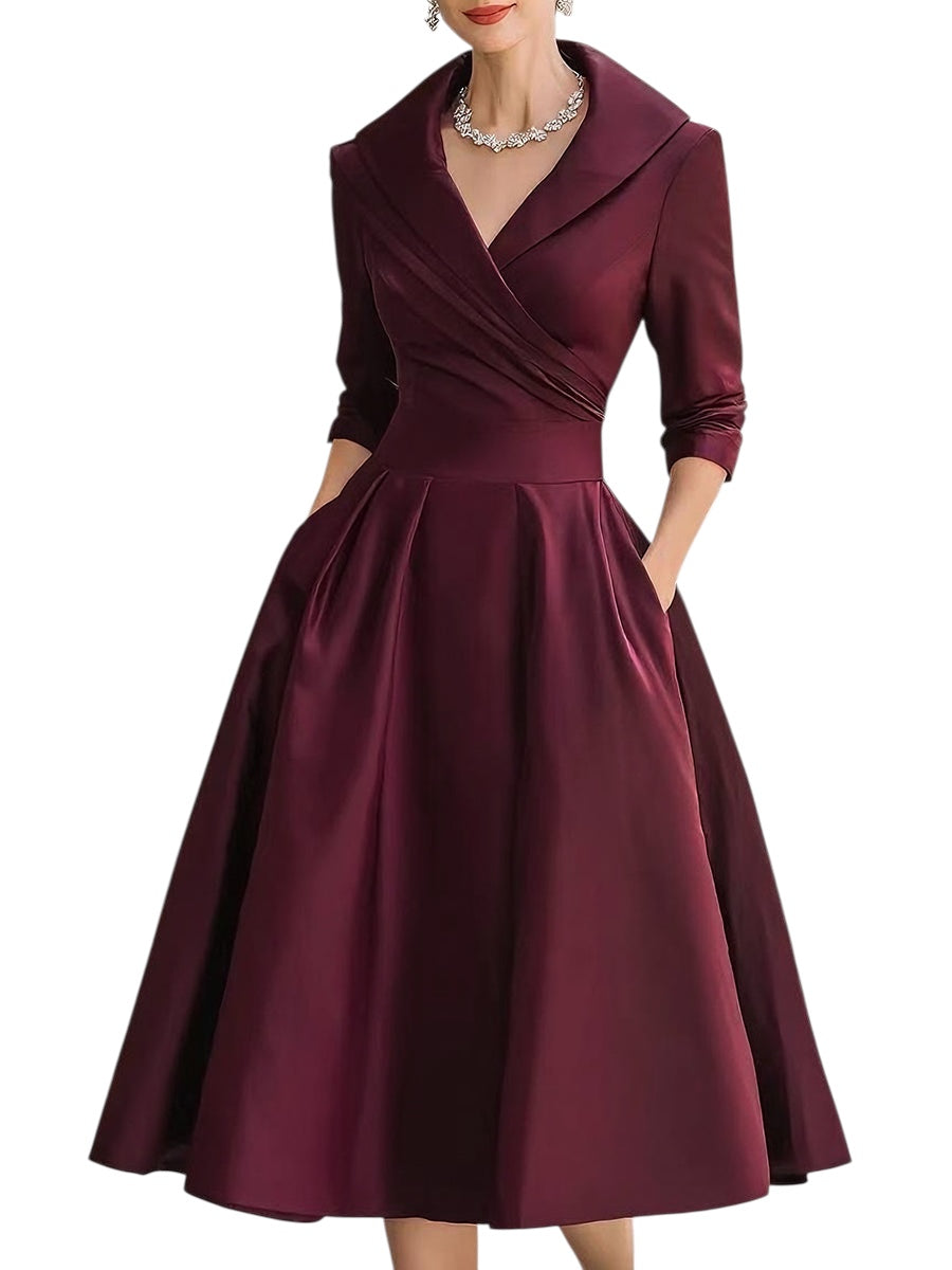 Dharmay | Elegantes Langarm-Midikleid