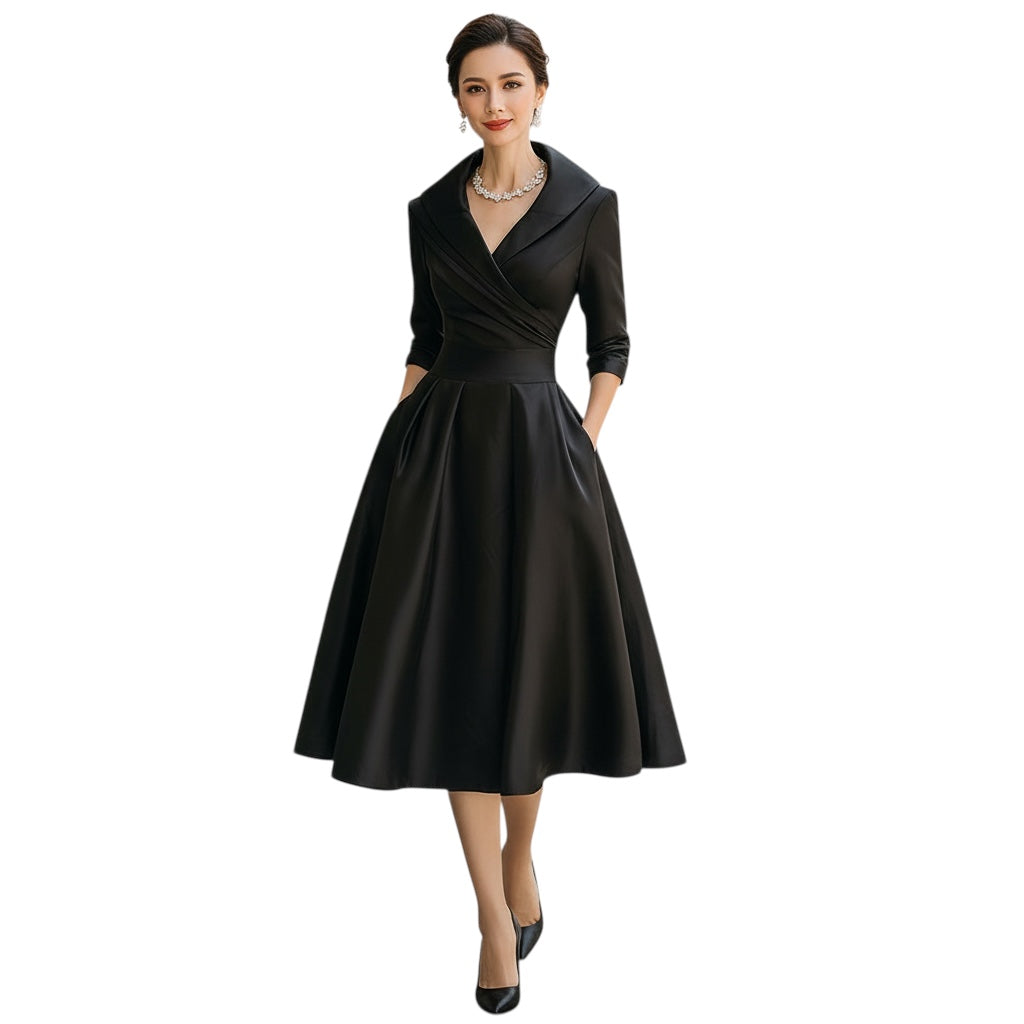 Dharmay | Elegantes Langarm-Midikleid