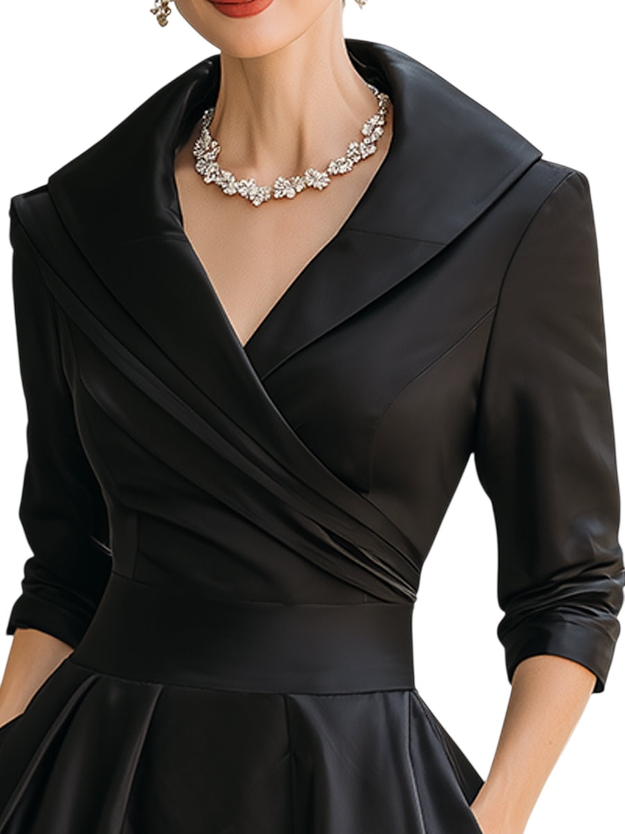 Dharmay | Elegantes Langarm-Midikleid