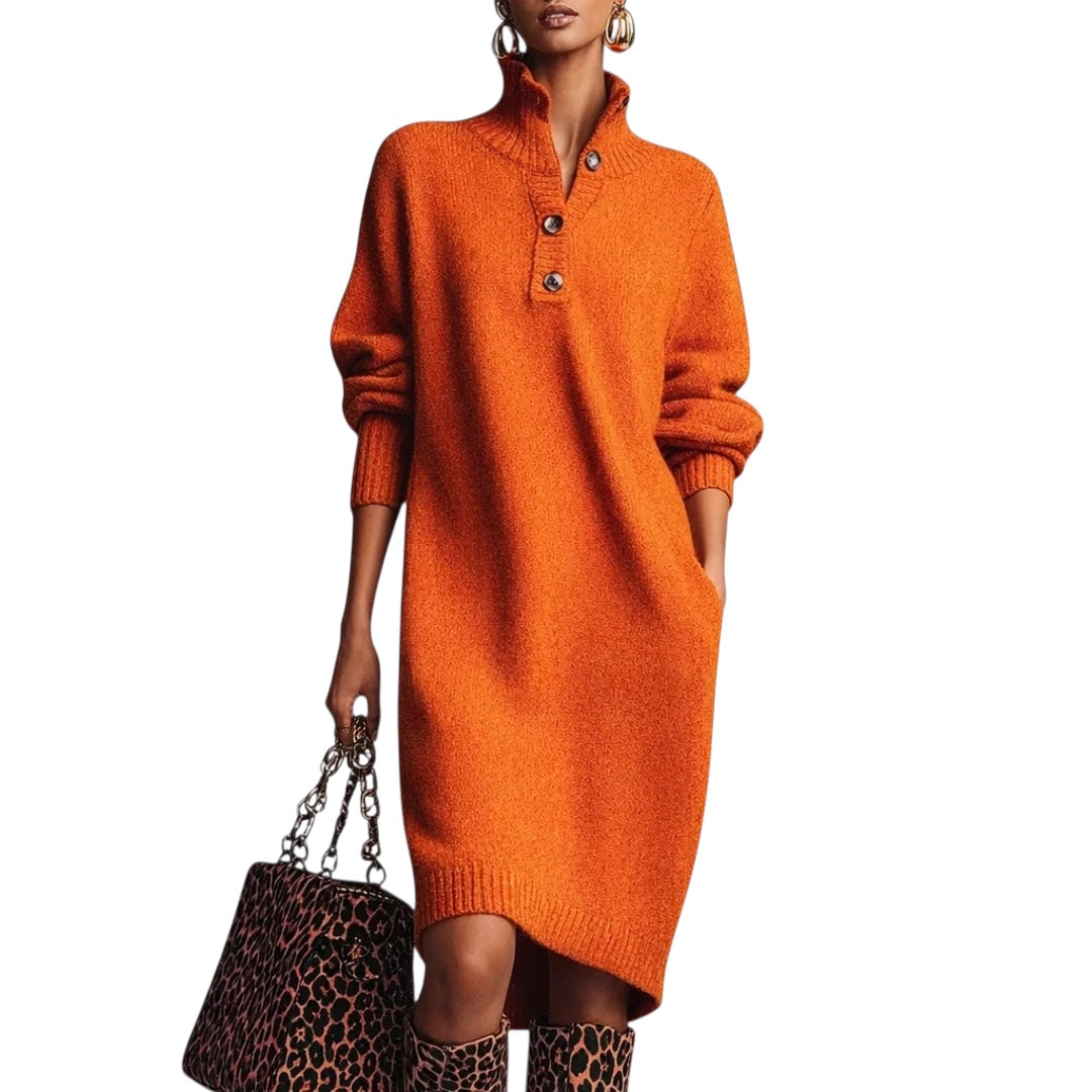 Marion | Stilvolles Strickkleid mit Knöpfen