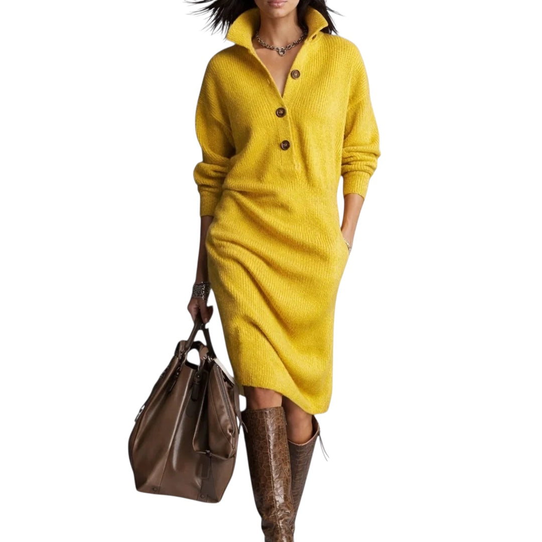 Marion | Stilvolles Strickkleid mit Knöpfen