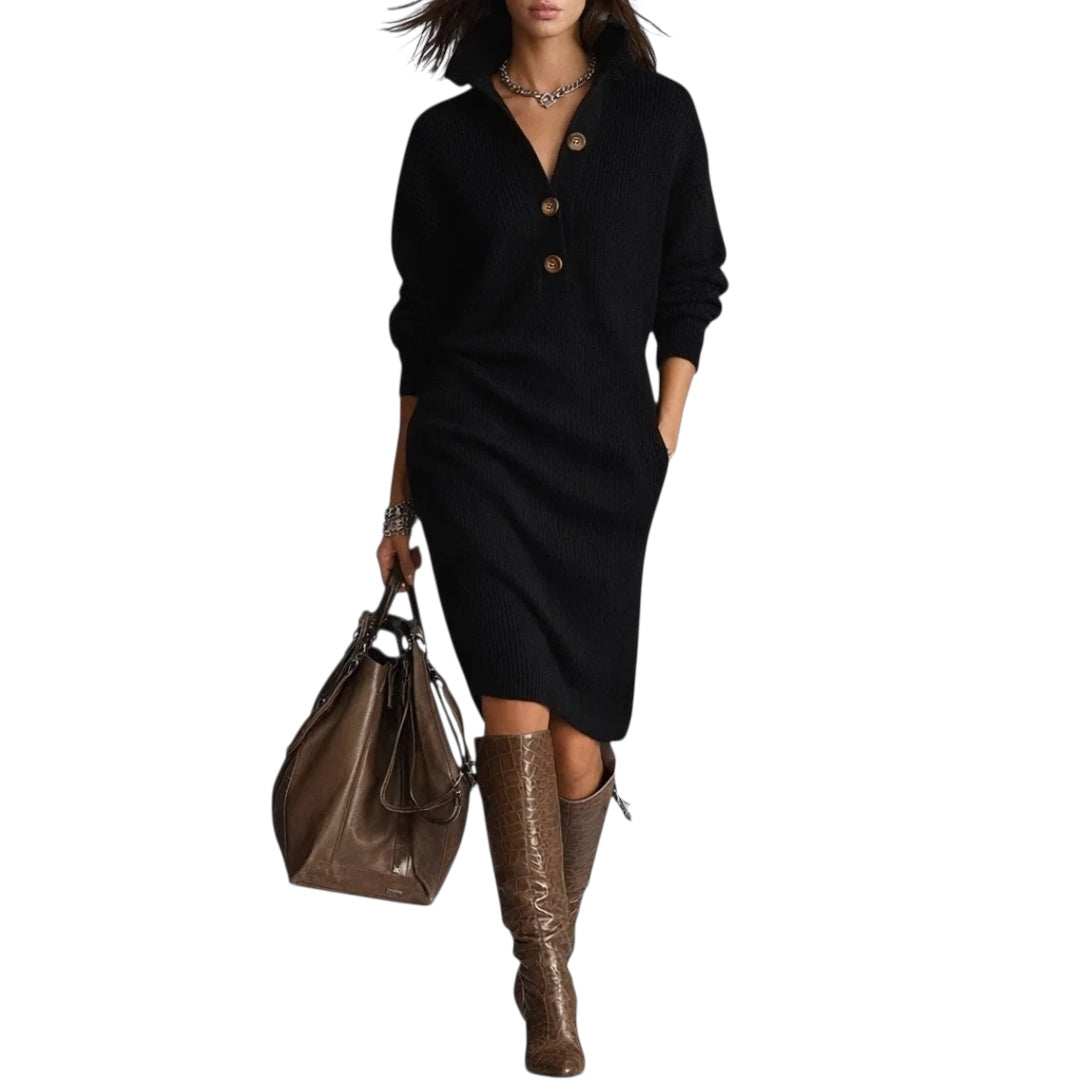 Marion | Stilvolles Strickkleid mit Knöpfen