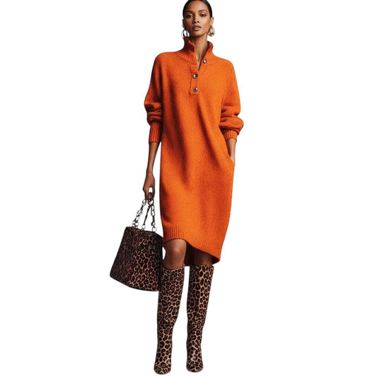 Marion | Stilvolles Strickkleid mit Knöpfen