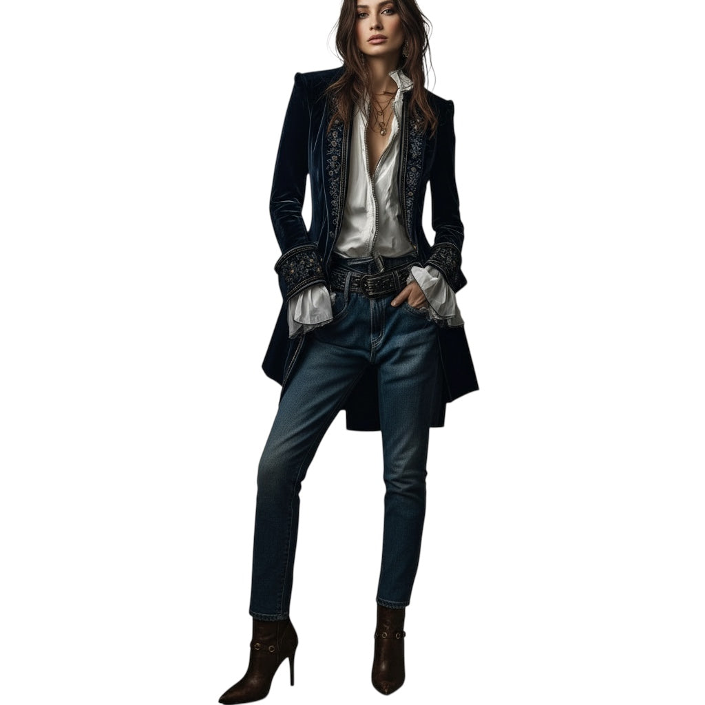 Naeva | Elegante Samtjacke mit langen Ärmeln