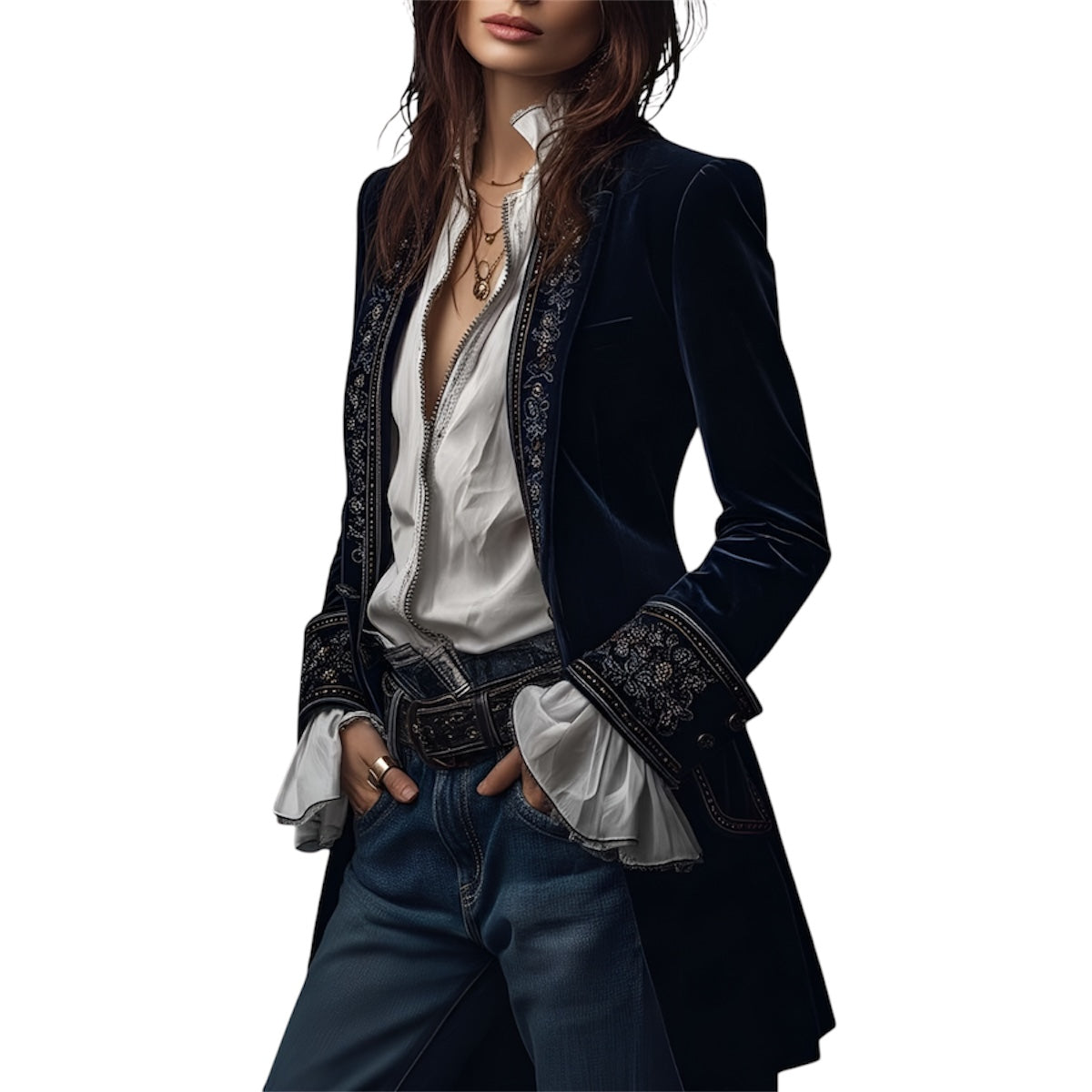 Naeva | Elegante Samtjacke mit langen Ärmeln