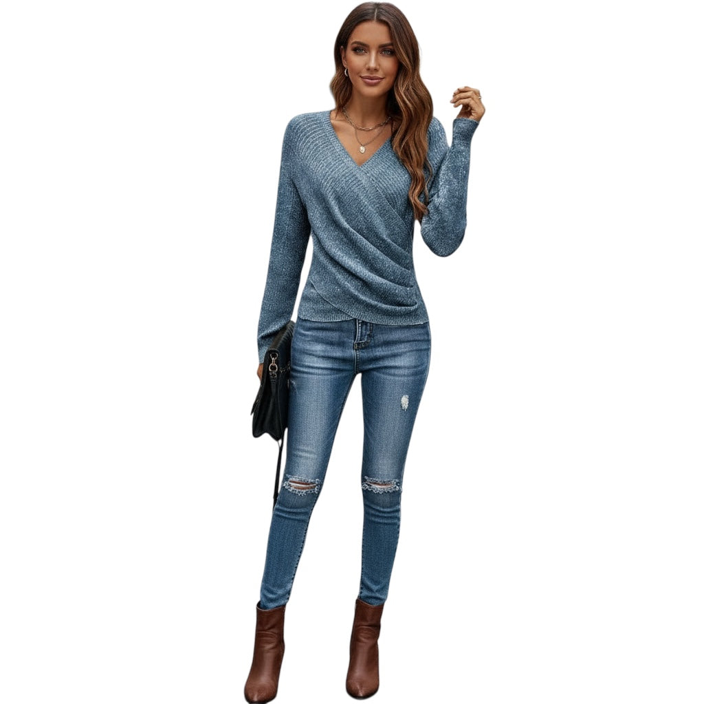 Sandra | Elegantes Stricktop mit V-Ausschnitt