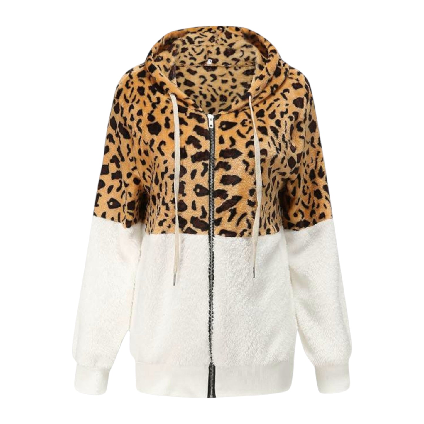 Rhea | Fleecepullover mit Kapuze im Leo-Design