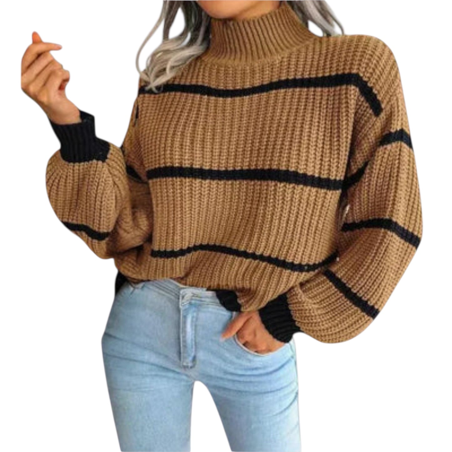 Chavala | Rollkragenpullover mit Streifen