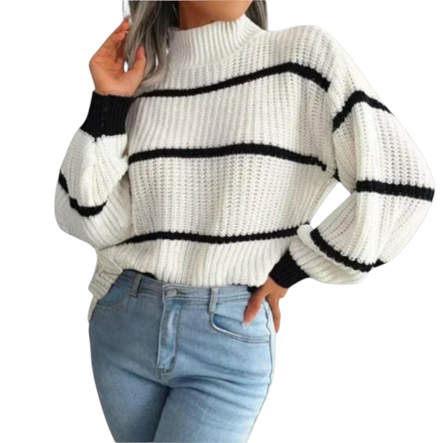 Chavala | Rollkragenpullover mit Streifen