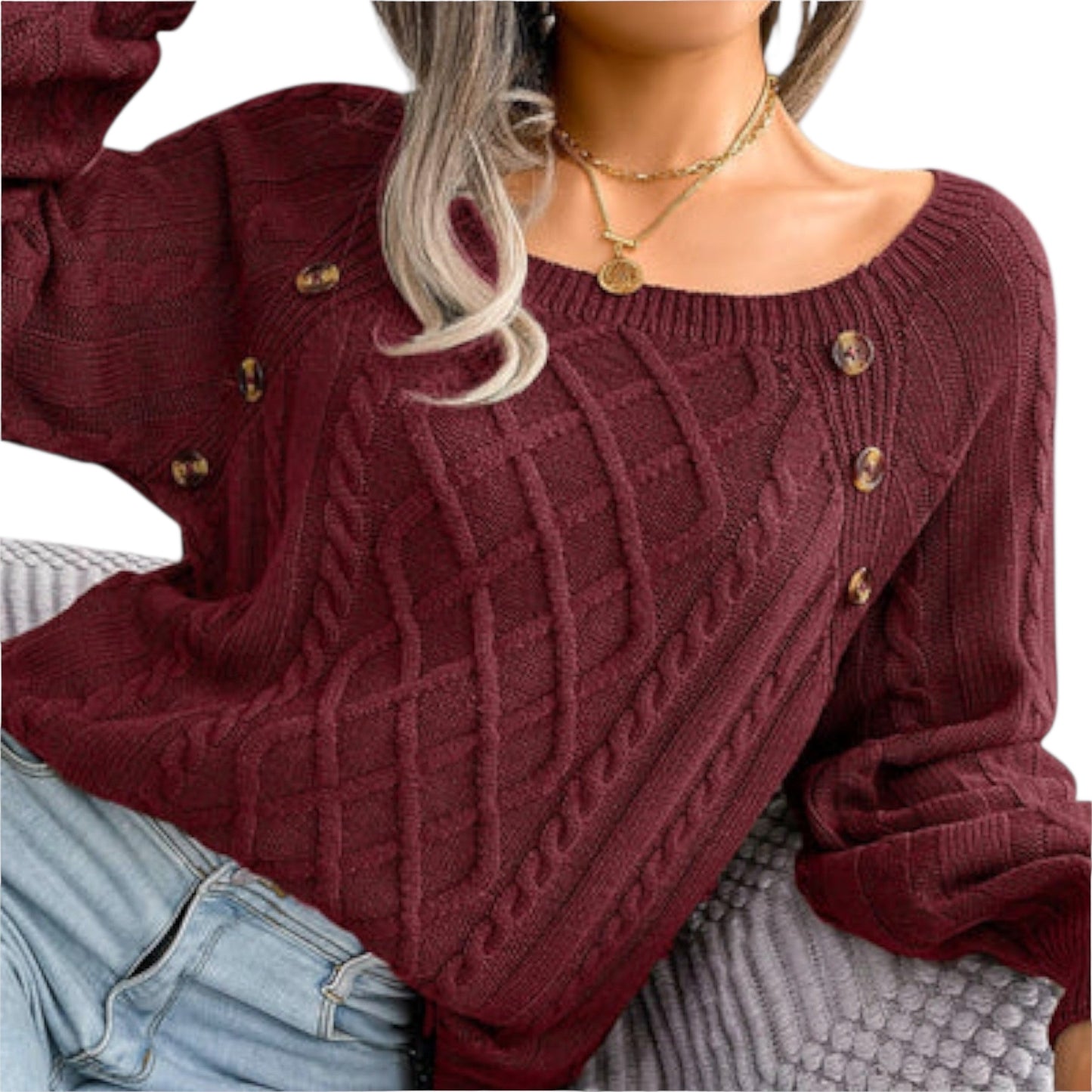 Violetta | Strickpullover mit Knöpfen