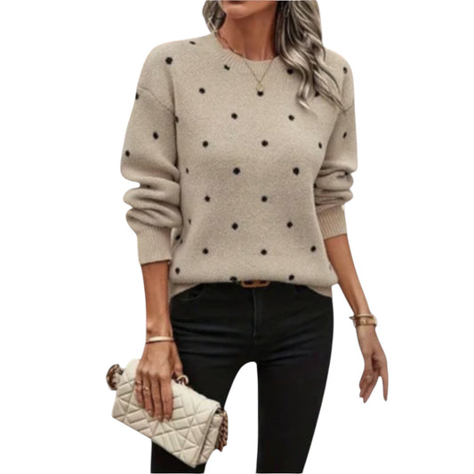 Ava | Lässiger langärmliger Strickpullover mit Tupfenmuster