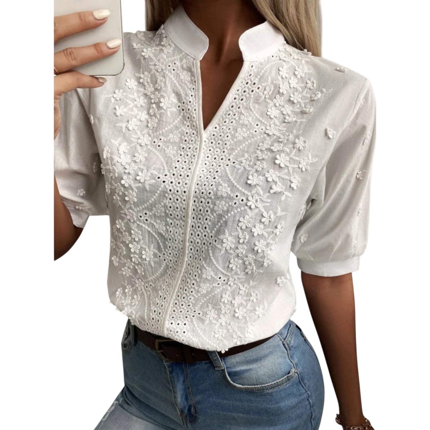 Serenelle | Bluse mit exquisiter Stickerei