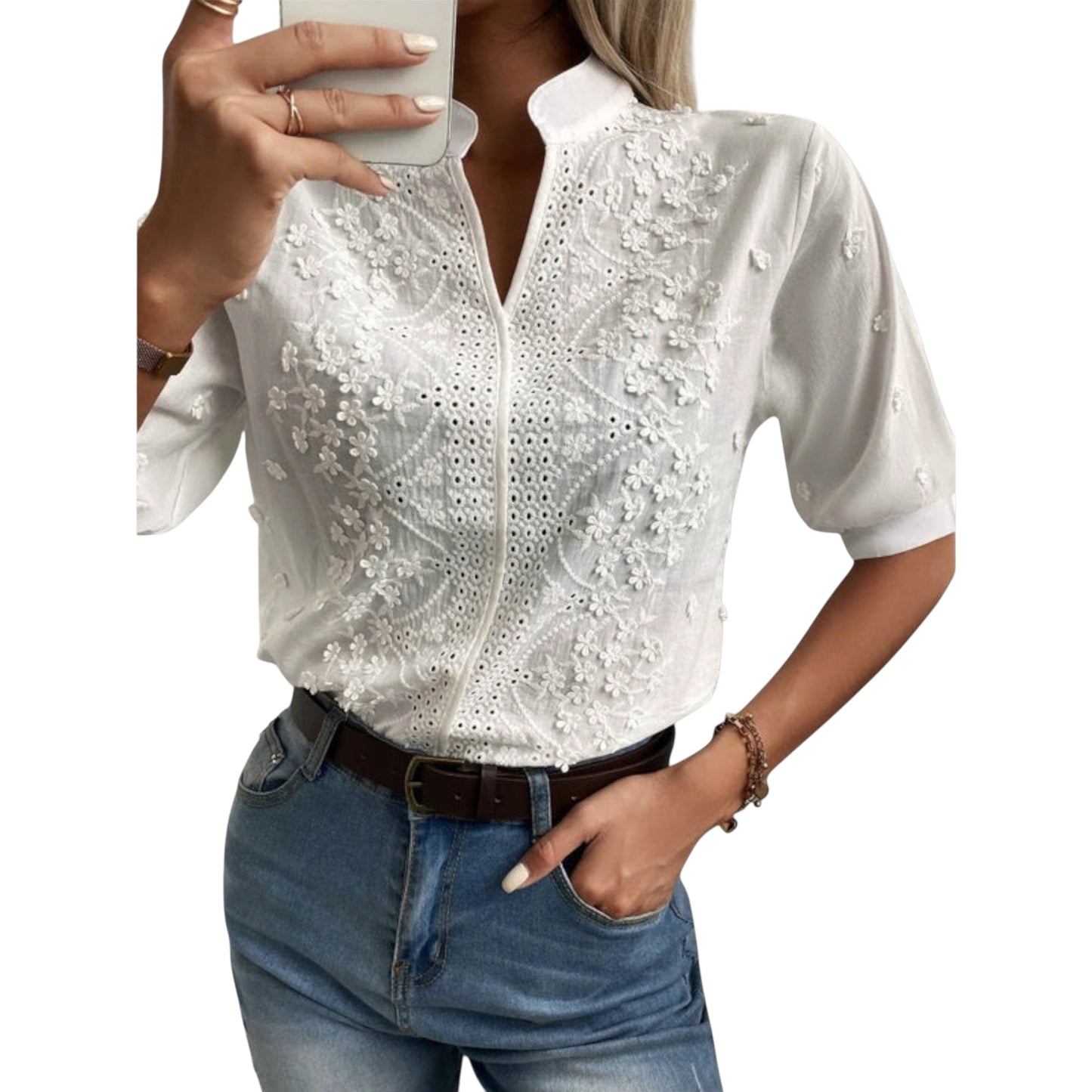 Serenelle | Bluse mit exquisiter Stickerei