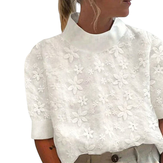Lissandra | Bluse mit besticktem schlichtem Stehkragen